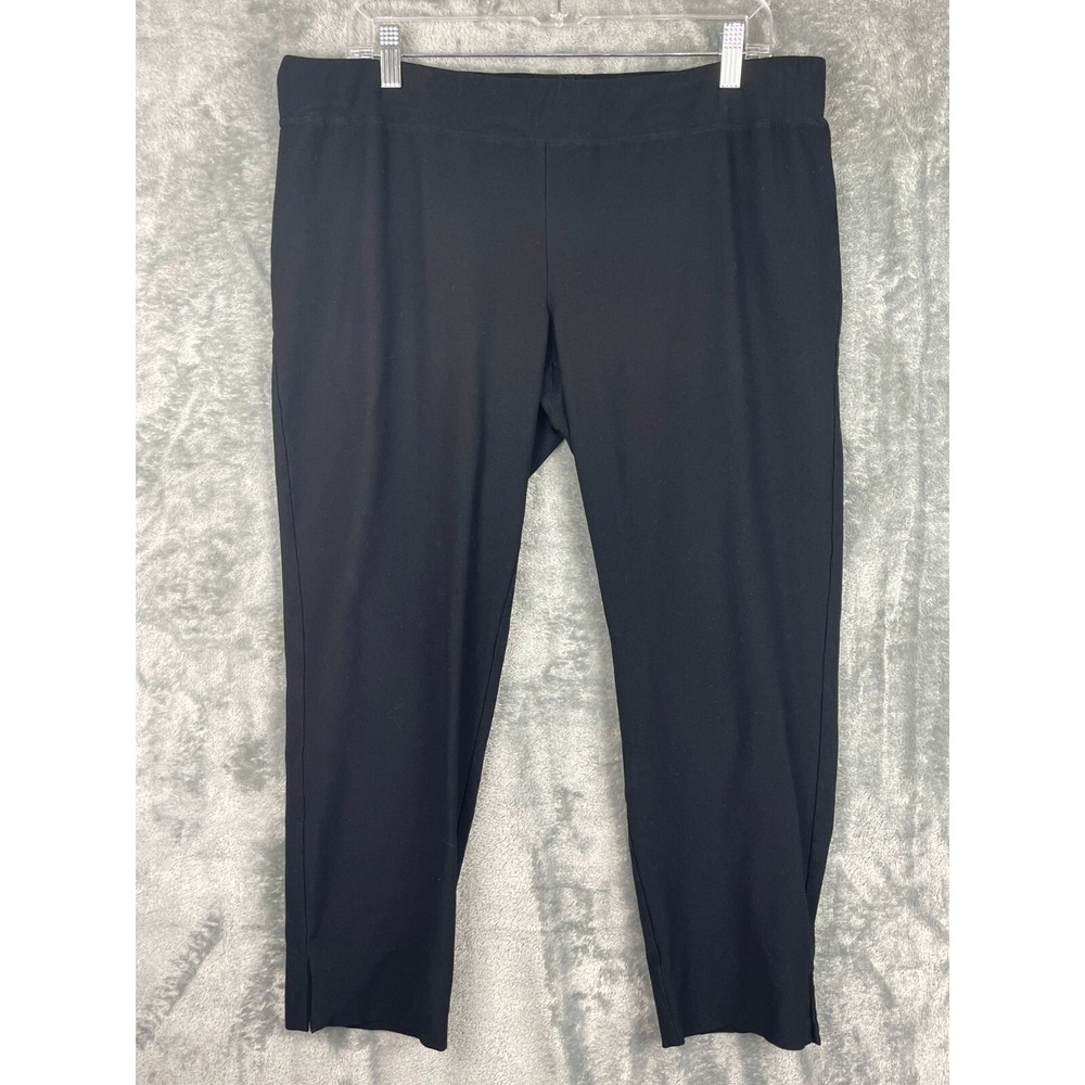 Eileen Fisher Pants Large Black elastic waist pull on mid rise minimalist staple